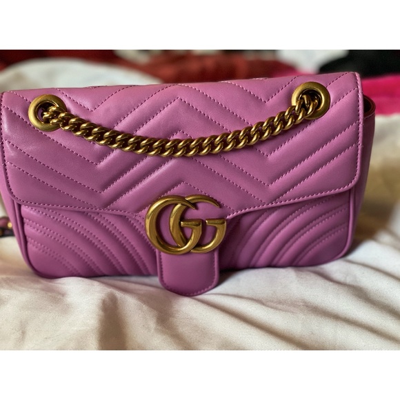 WOW! GORGEOUS SMALL GUCCI MARMONT BAG IN PINK - Picture 6 of 12